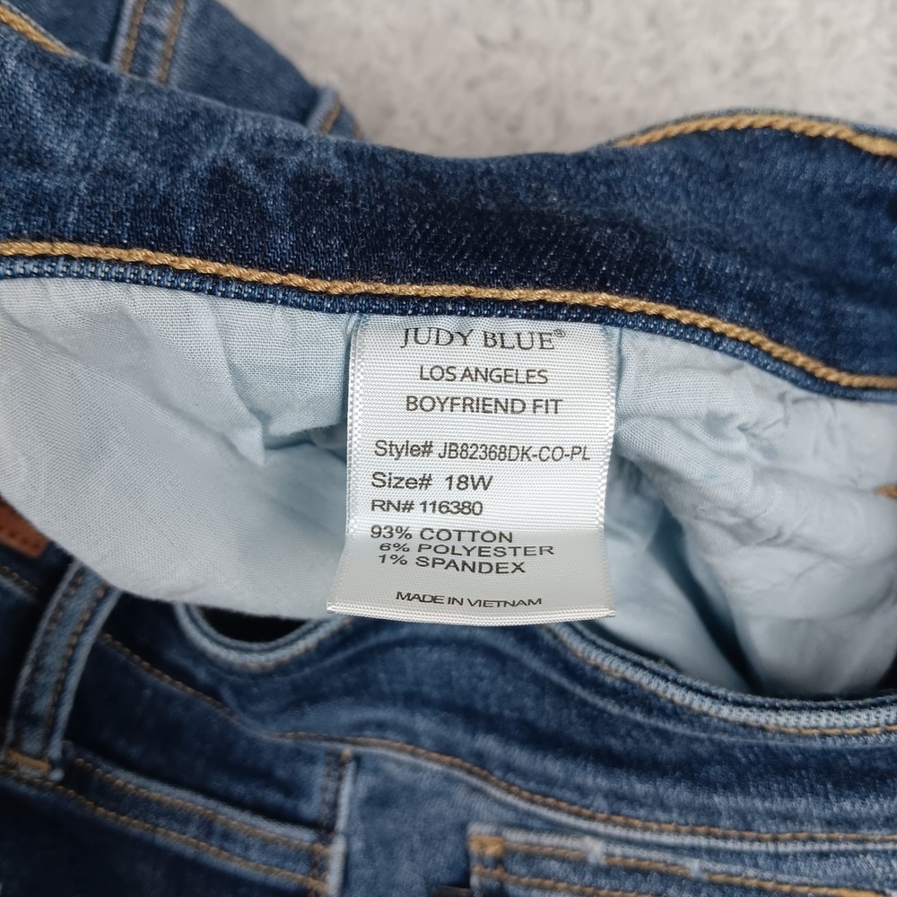 Judy Blue Jean Boyfriend Fit Women 18W Dark Wash Stretch JB82368DK-CO-PL - Picture 4 of 10